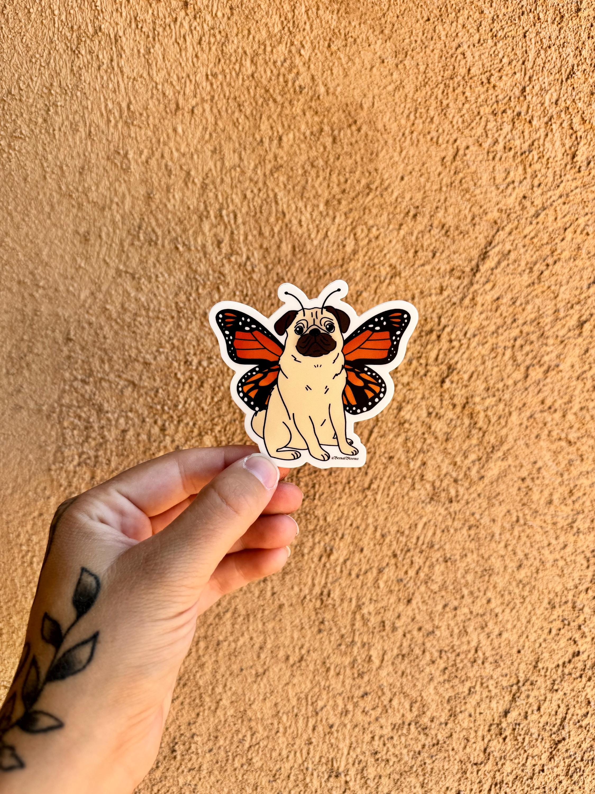 Pug Butterfly Sticker