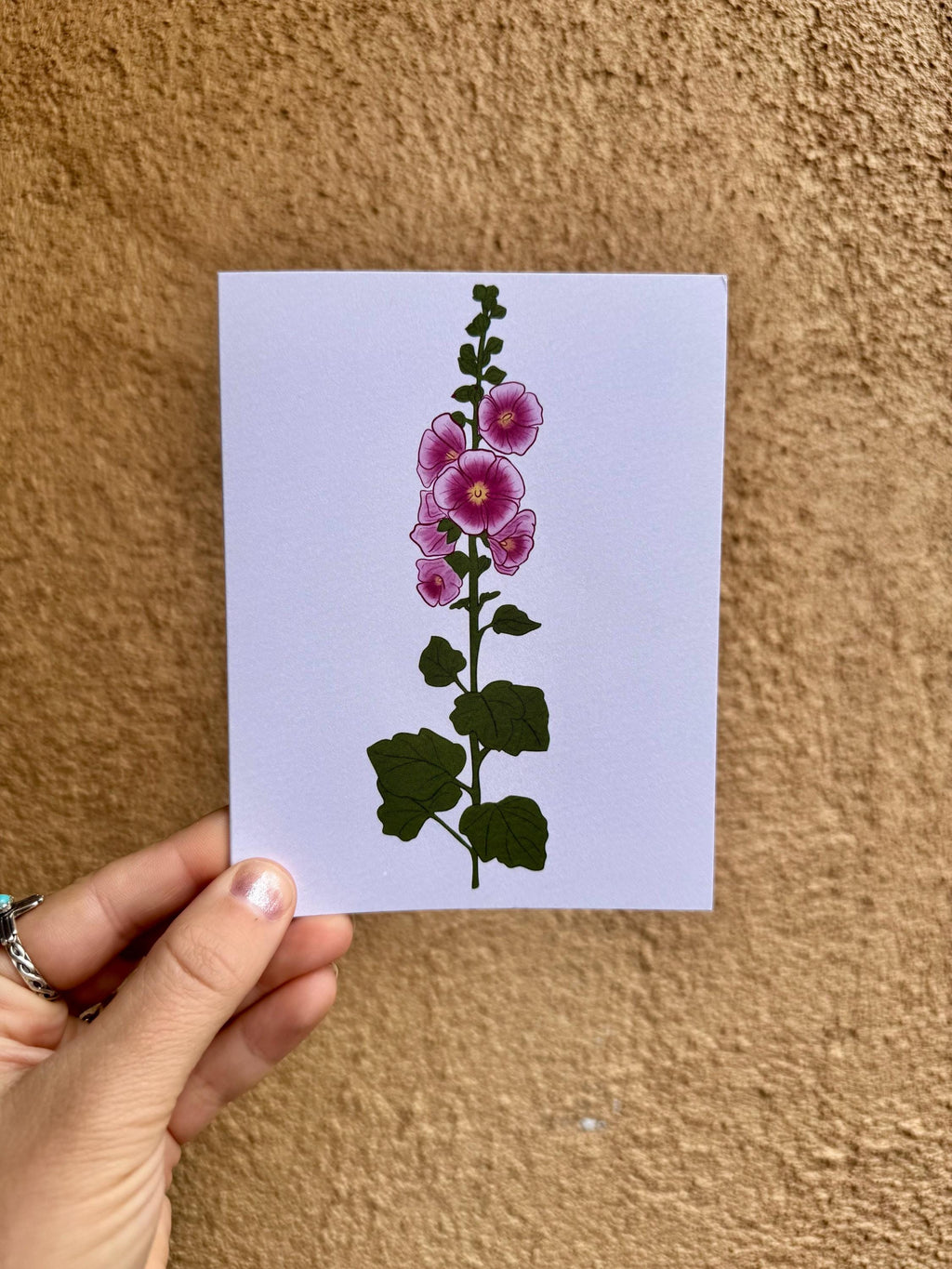 Hollyhock Flower Card