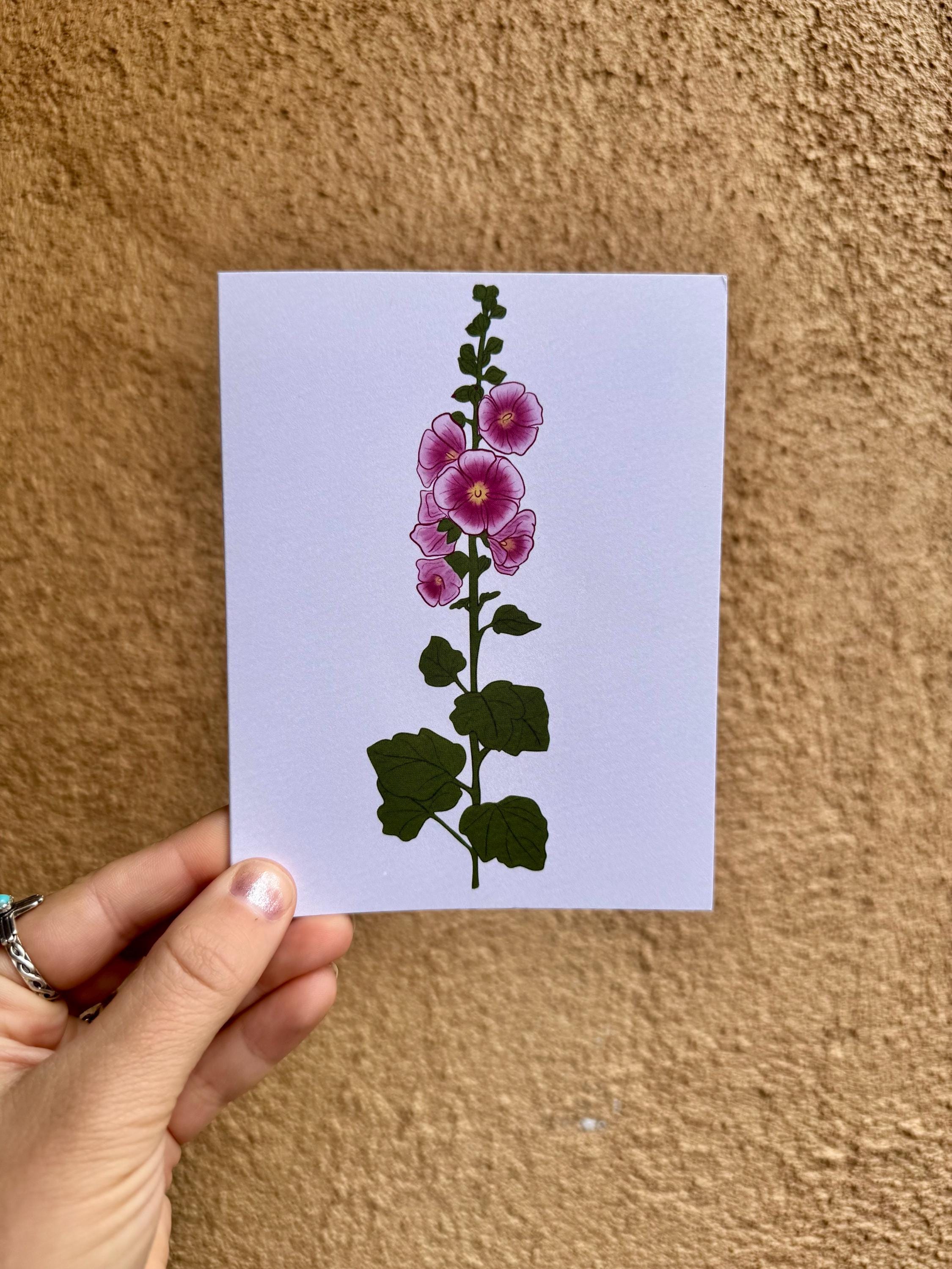 Hollyhock Flower Card