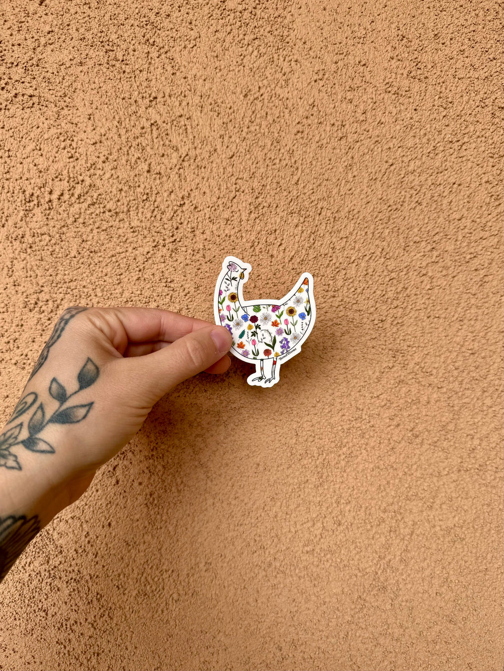 Floral Chicken Sticker