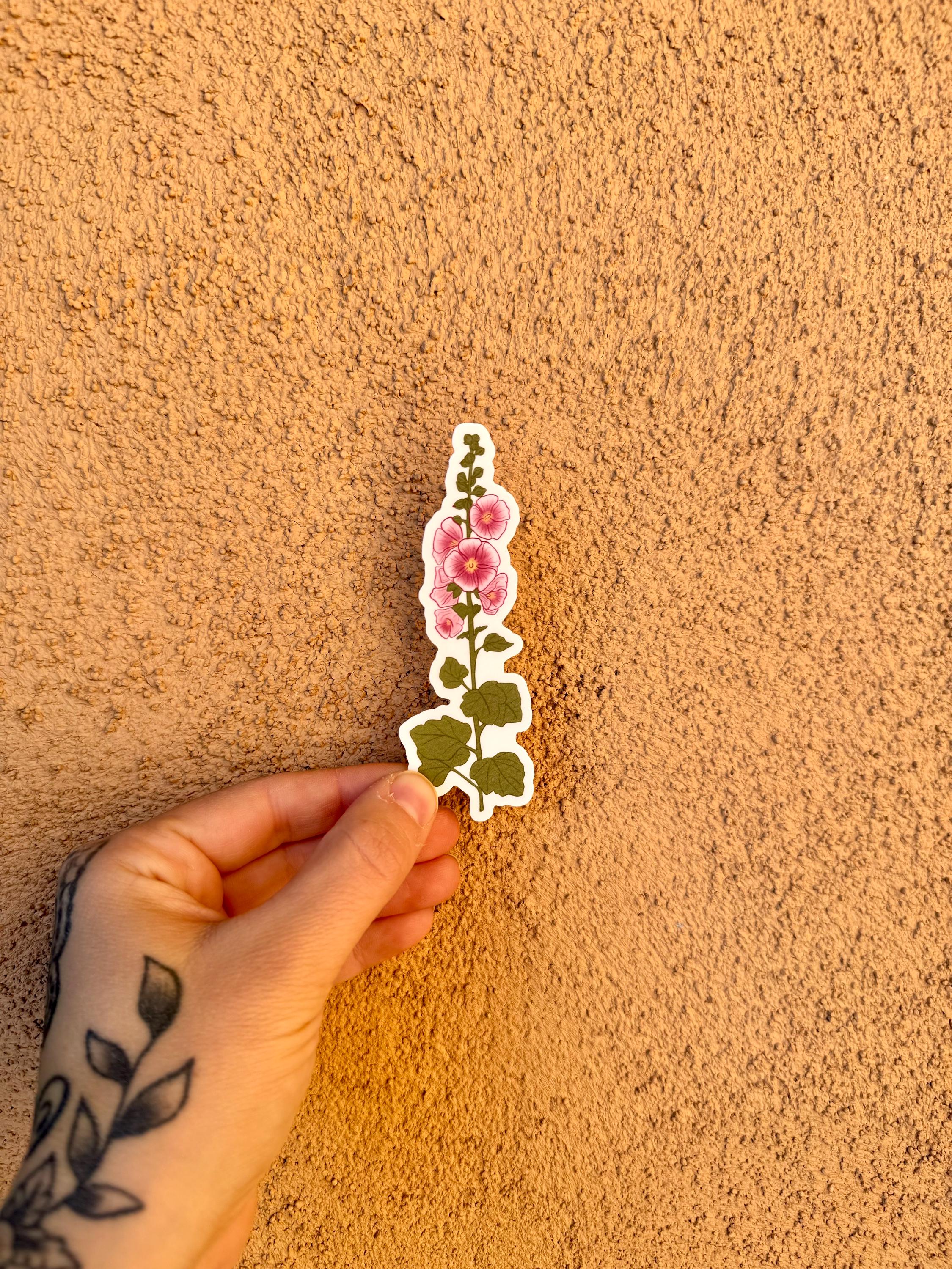 Hollyhock Flower Sticker