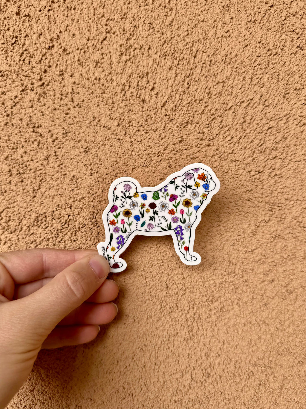 Pug Flower Collage Sticker