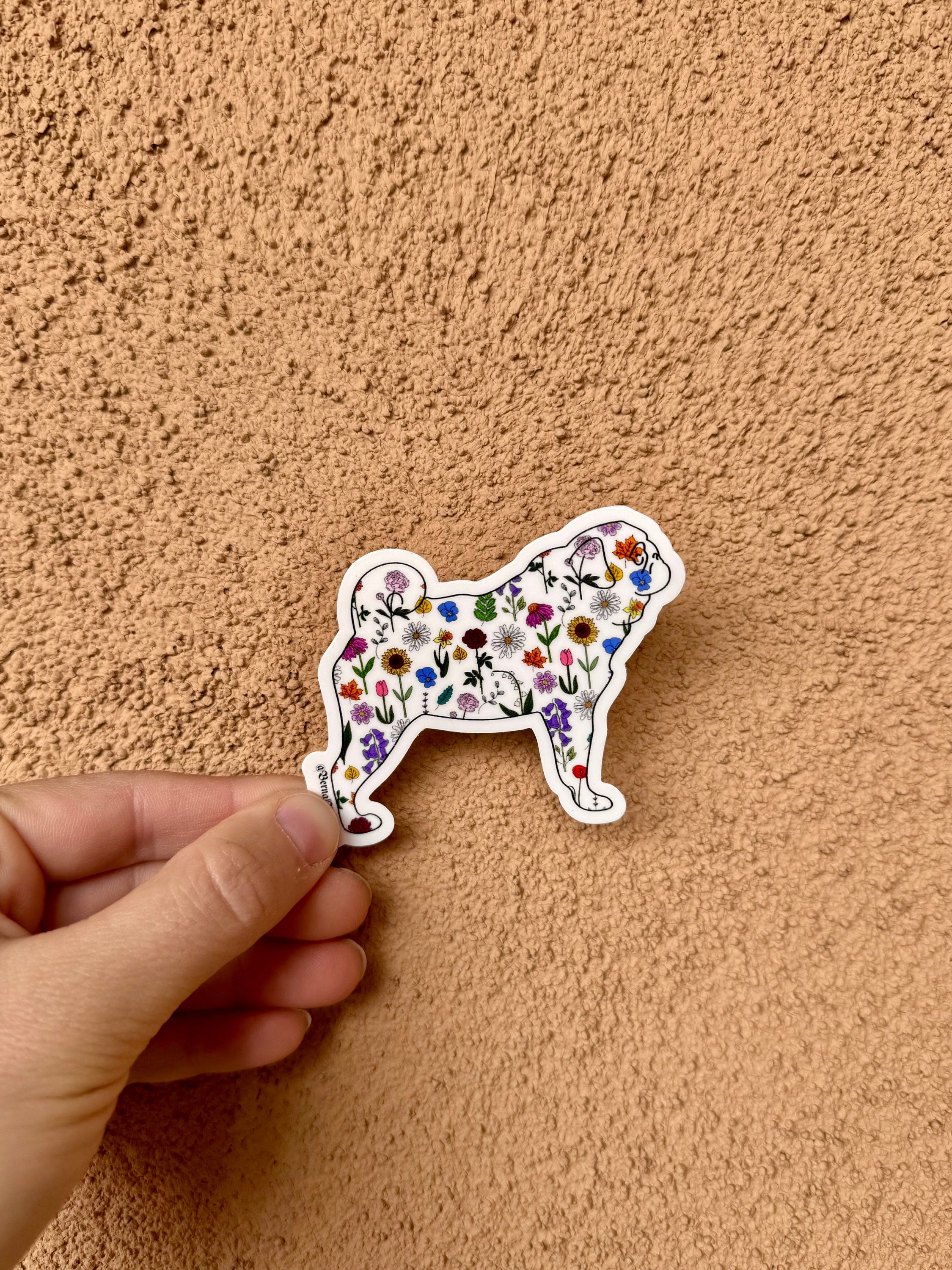 Pug Flower Collage Sticker