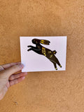 Rabbit Folk Art Postcard