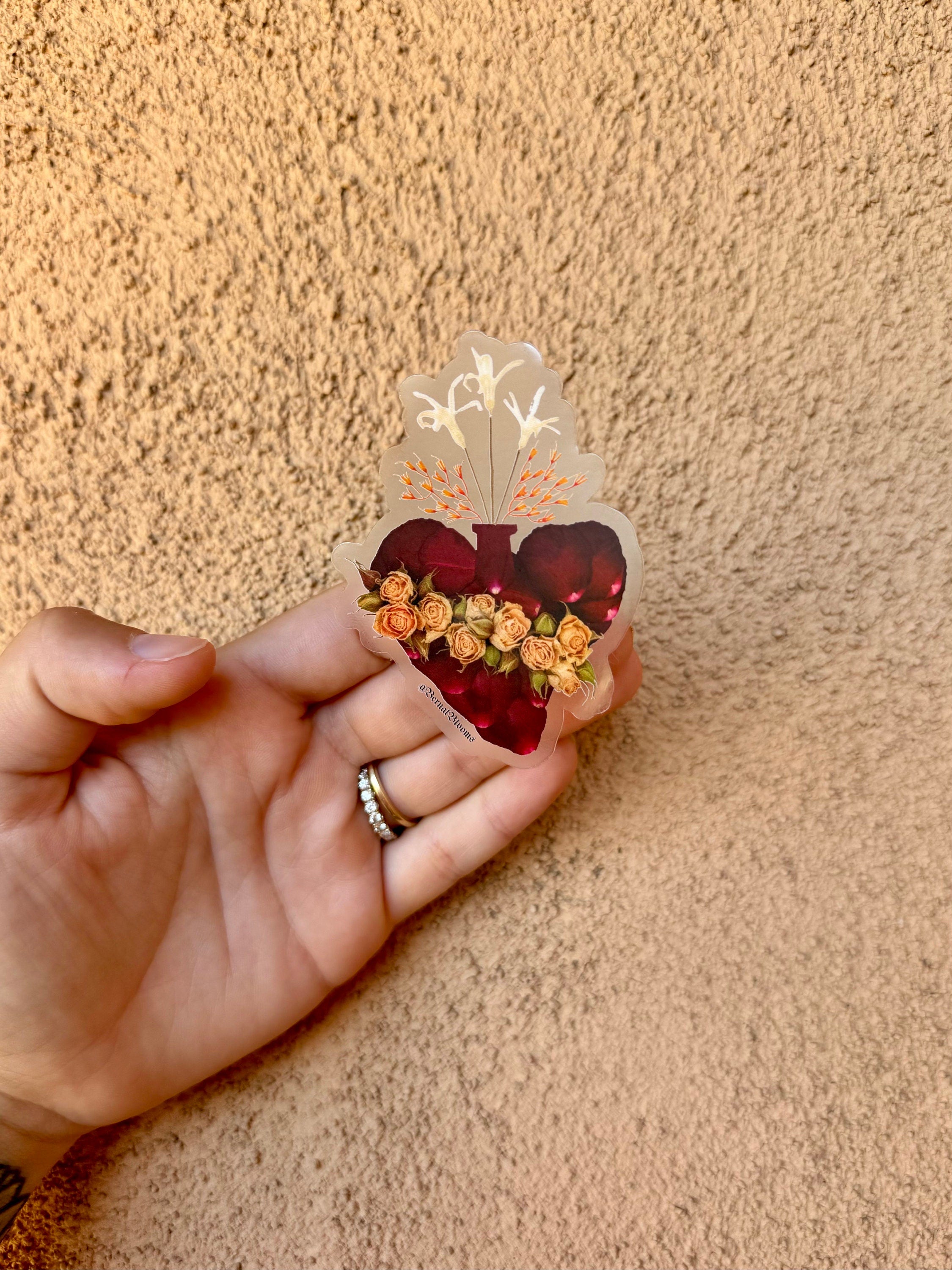 Sacred Heart Pressed Flower Sticker
