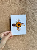 Zia Symbol Pressed Flowers Postcard