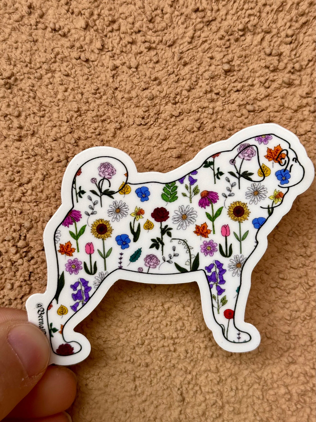 Pug Flower Collage Sticker