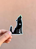 Folk Art Coyote Holographic Sticker