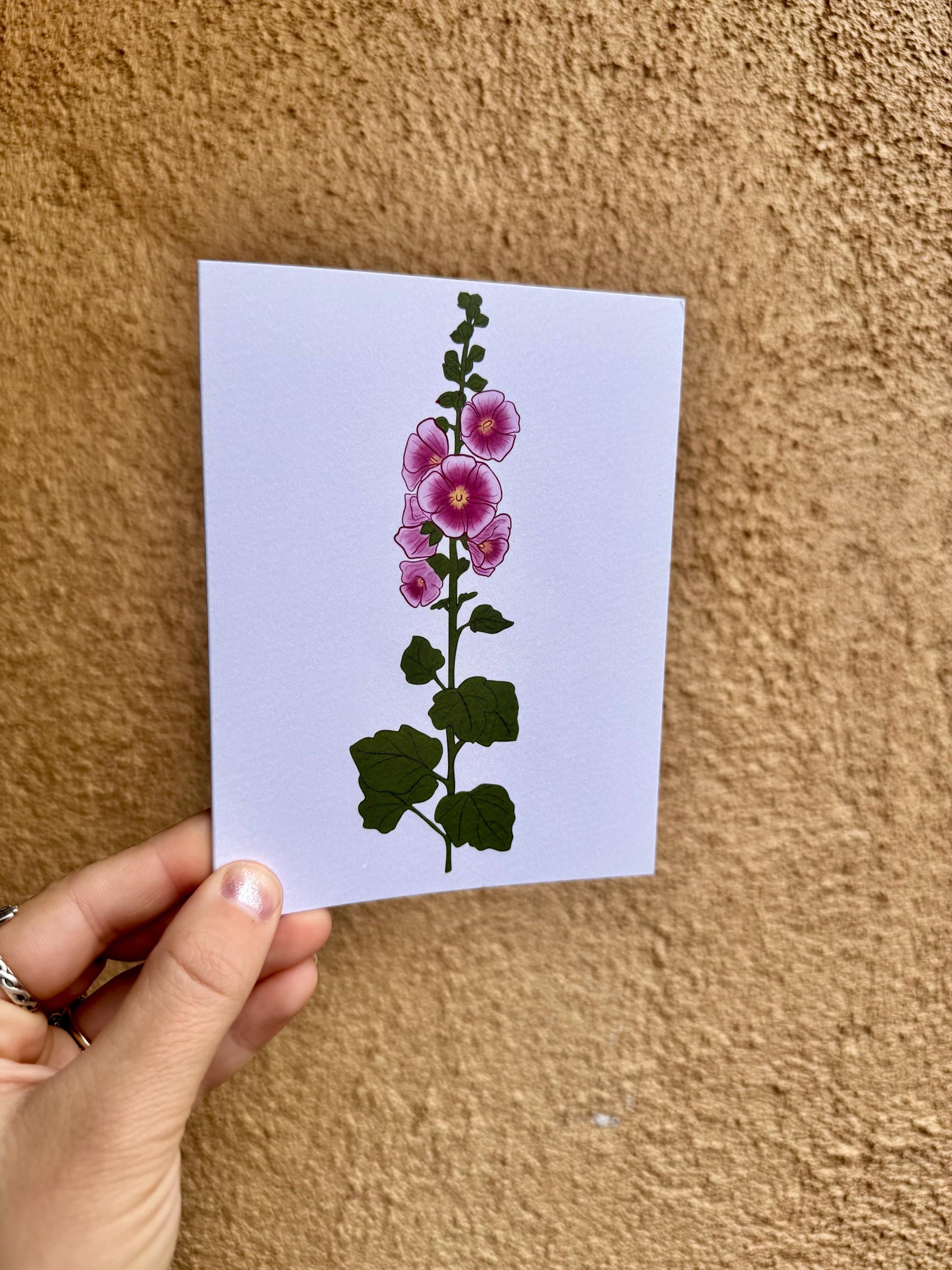 Hollyhock Flower Card
