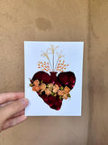 Scared Heart Pressed Flower Art Postcard