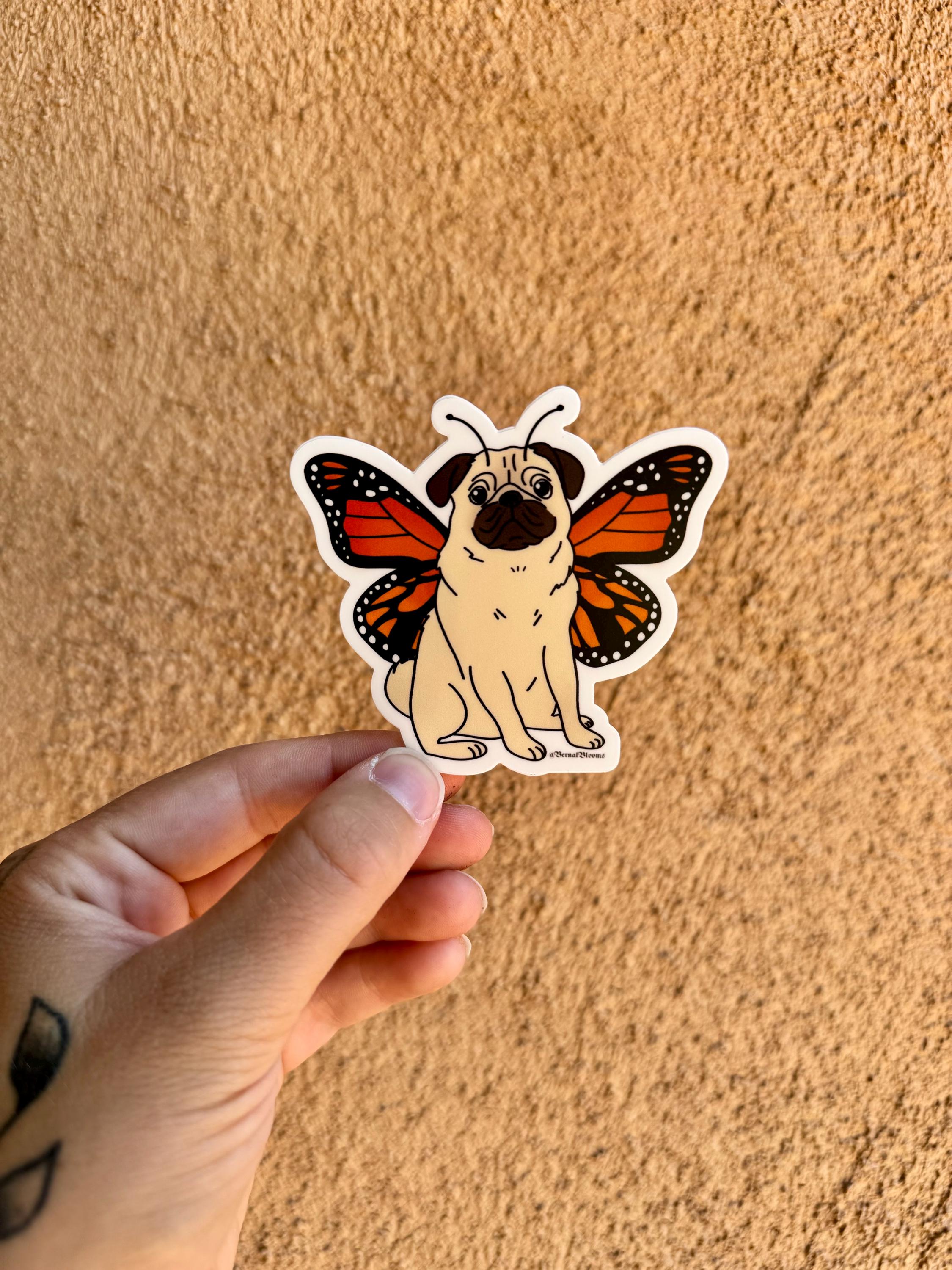 Pug Butterfly Sticker